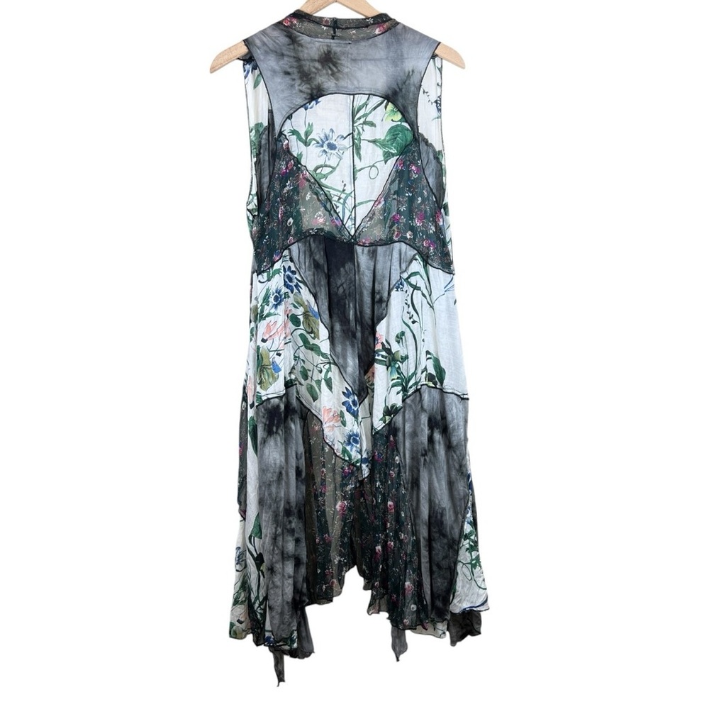 Fleur de Lis Collection Asymmetrical Black and White Floral Kimono